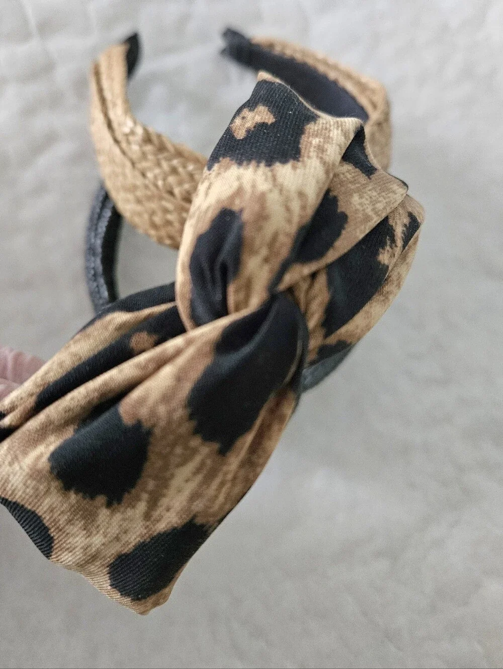 Set 3 Summer Headbands Woven Tan Black And Leopard Animal Print